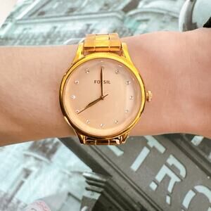 Fossil BQ3321 Laney Three-Hand Rose-Gold-Tone Stainless Steel Watch